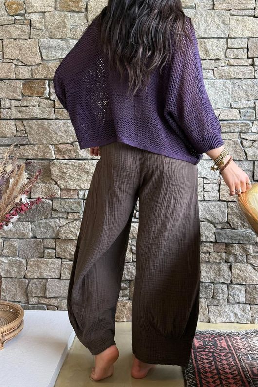 Conrad Grunge Loose Cotton Knit Aubergine